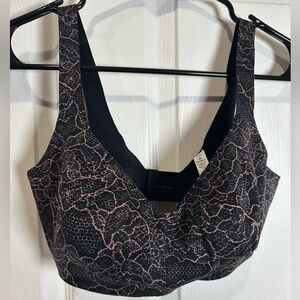 lululemon athletica Black Bralette with Pink Lace-Style Print